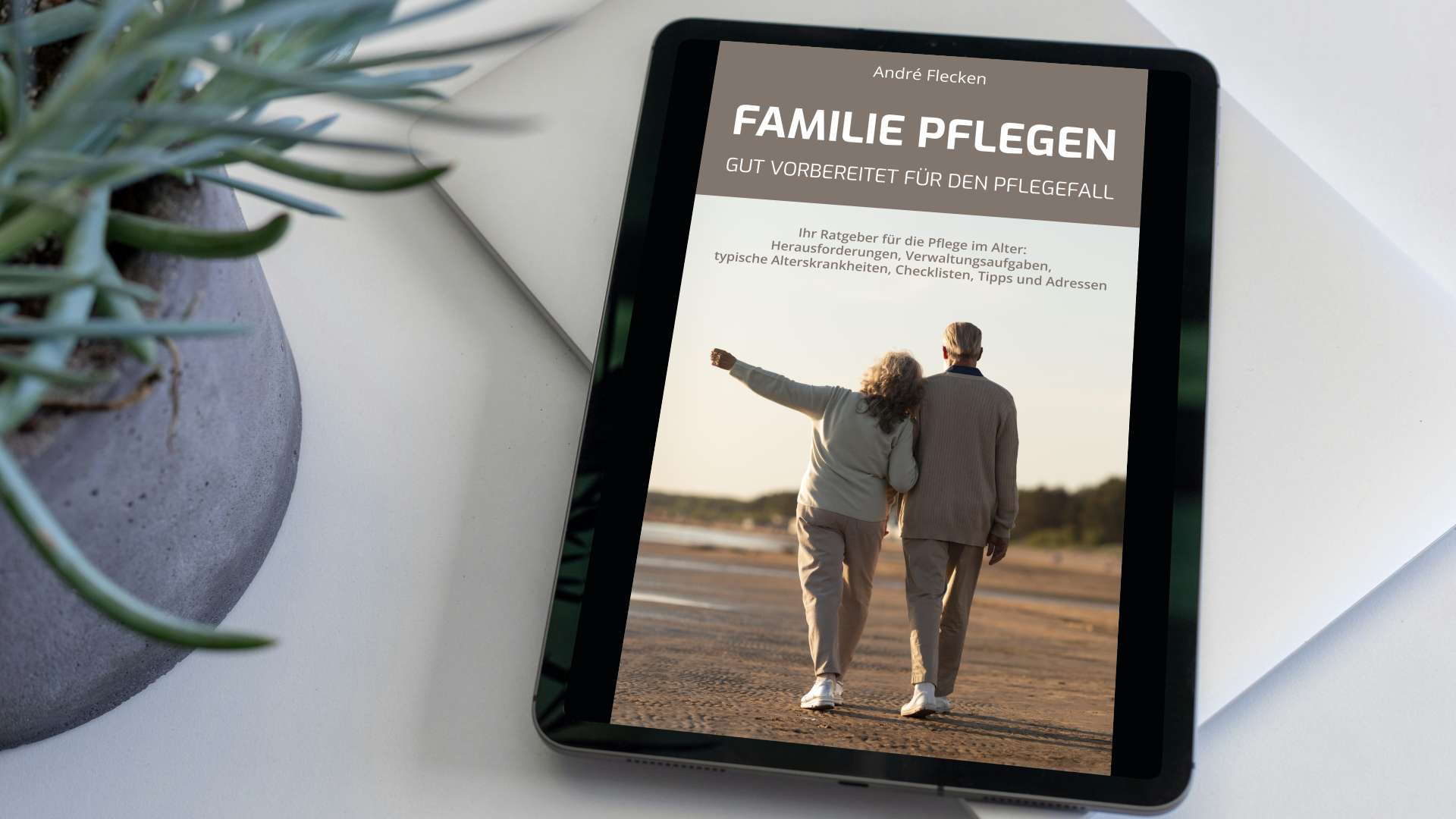 Buchcover 'Familie pflegen' in einem wohnlichen Umfeld