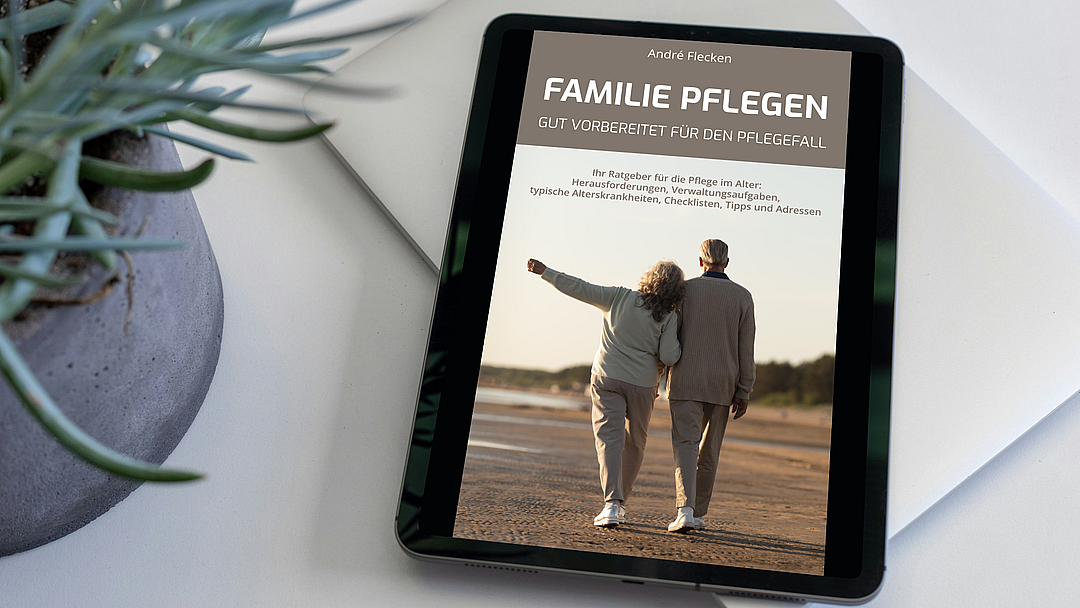 Buchcover 'Familie pflegen' in einem wohnlichen Umfeld